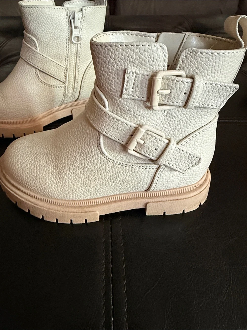 Cat & Jack Cream Ankle Boots with Tan Sole
